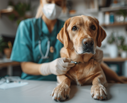 Christian-Willmann-Versicherungsmakler-Mannheim_A_close-up_of_a_veterinarians_hands_gently_holding_a_dog Beitragsanpassung in der Tierkrankenversicherung