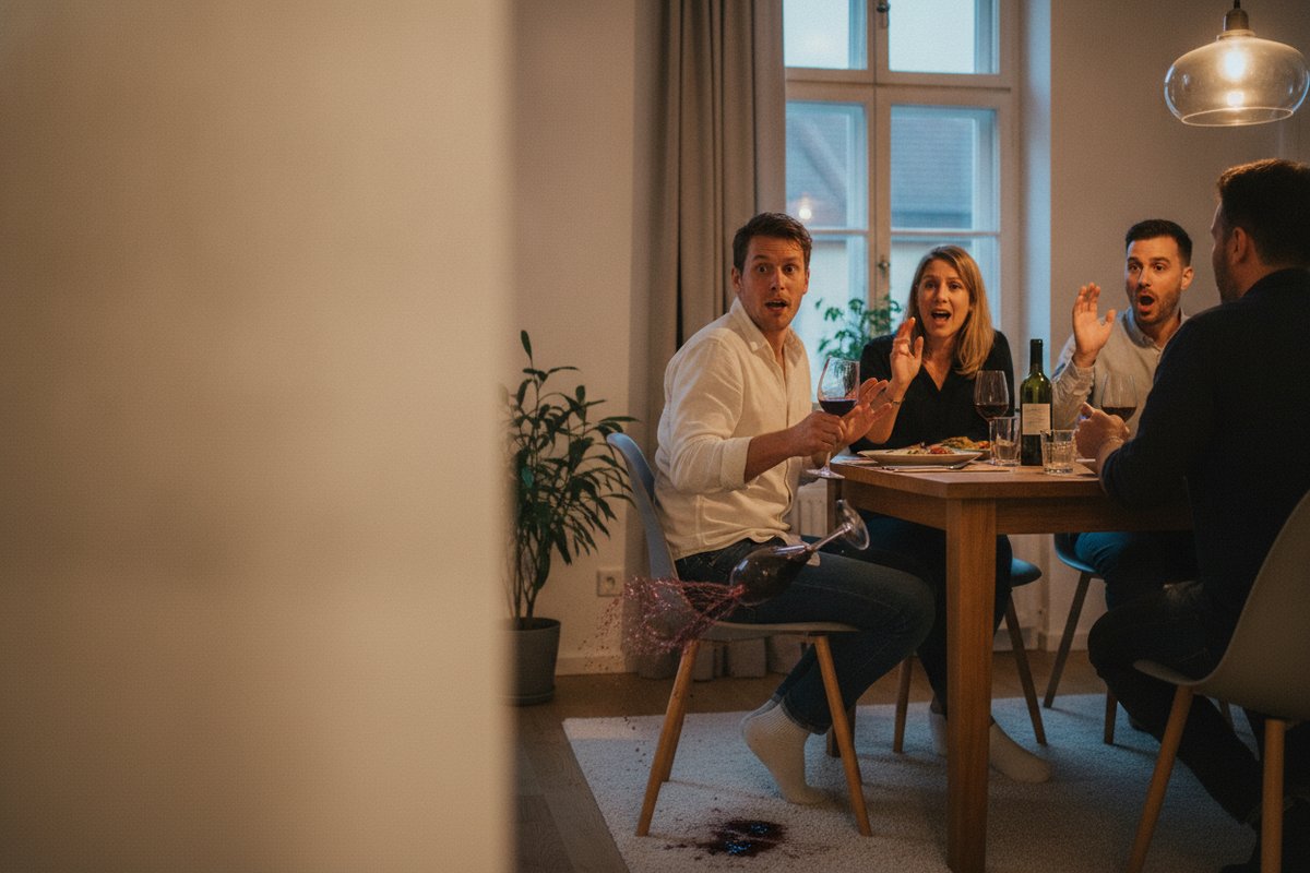 Privathaftpflichtversicherung – umgekipptes Rotweinglas beim Abendessen – Christian Willmann Versicherungsmakler Mannheim