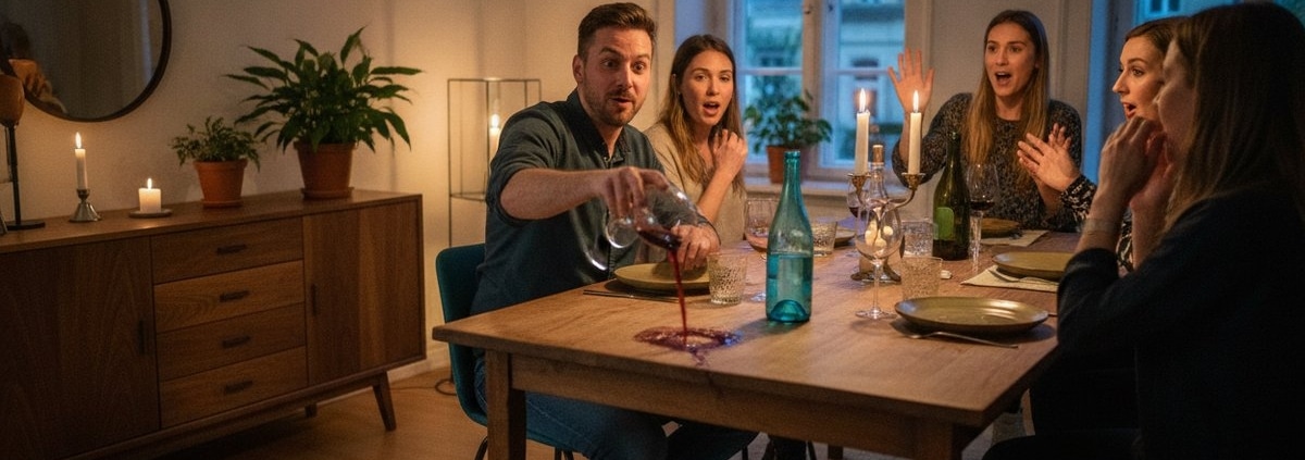 Privathaftpflichtversicherung – umgekipptes Rotweinglas beim Abendessen – Christian Willmann Versicherungsmakler Mannheim